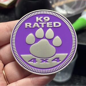NWOT Purple K9 Rated 4x4 Metal Jeep Trail Badge Accessory